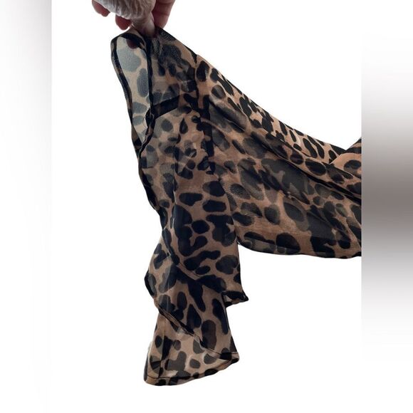 SHEER LEOPARD ANIMAL PRINT KIMONO, XL - Picture 6 of 9